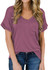 MIHOLL Women's Short Sleeve V-Neck Shirts Loose Casual Tee T-Shirt