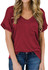 MIHOLL Women's Short Sleeve V-Neck Shirts Loose Casual Tee T-Shirt