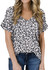 MIHOLL Women's Short Sleeve V-Neck Shirts Loose Casual Tee T-Shirt