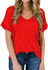 MIHOLL Women's Short Sleeve V-Neck Shirts Loose Casual Tee T-Shirt