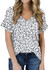 MIHOLL Women's Short Sleeve V-Neck Shirts Loose Casual Tee T-Shirt