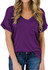MIHOLL Women's Short Sleeve V-Neck Shirts Loose Casual Tee T-Shirt