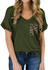 MIHOLL Women's Short Sleeve V-Neck Shirts Loose Casual Tee T-Shirt
