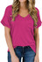 MIHOLL Women's Short Sleeve V-Neck Shirts Loose Casual Tee T-Shirt