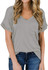 MIHOLL Women's Short Sleeve V-Neck Shirts Loose Casual Tee T-Shirt