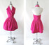 Vintage 80's Hot Pink Full Skirt Party Dress S