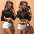 Sexy Women Long Sleeve Crop Top