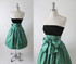 • Vintage 80's Strapless Green Silk Black Velvet Full Skirt Party Dress S