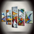 Oil Painting Hand Painted Abstract Landscape Stretched Frame Five Panels Stretched Canvas #4831816