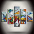 Oil Painting Hand Painted Abstract Landscape Stretched Frame Five Panels Stretched Canvas #4831816