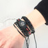 Vintage Leaf Feather Multilayer Leather Bracelet Men Fashion Braided Handmade Star Rope Wrap Bracelets & Bangles