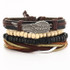 Vintage Leaf Feather Multilayer Leather Bracelet Men Fashion Braided Handmade Star Rope Wrap Bracelets & Bangles
