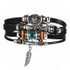 Vintage Leaf Feather Multilayer Leather Bracelet Men Fashion Braided Handmade Star Rope Wrap Bracelets & Bangles