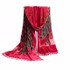 Vintage Peacock 100% Velvet Silk Scarves Chinese Style Women's Beaded Embroidery Shawl Scarf Wrap Long Fringle Pashmina Stole