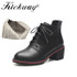 Women Ankle Boots 2017 Winter Genuine Leather Med heel Boots Gladiator Round toe Shoes Woman Lace Up Ankle Boots Botas