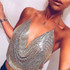 Feitong Sexy Crop Top Halter Handmade Shiny Rhinestones Backless Summer Beach Chic Party Bralette Cropped Sexy Women Tank Tops