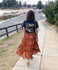 Vintage chic floral print ruffles High Elastic Waist Maxi Boho Bohemian Skirts
