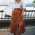 Vintage chic floral print ruffles High Elastic Waist Maxi Boho Bohemian Skirts