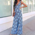Boho Print V-neck Cross Backless Wide Leg Jumpsuit