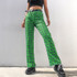 Green Checkered Straight High Waist Plaid Pants