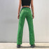 Green Checkered Straight High Waist Plaid Pants