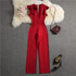 Deep V neck Sexy Solid Color Straight Jumpsuits