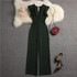 Deep V neck Sexy Solid Color Straight Jumpsuits