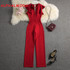 Deep V neck Sexy Solid Color Straight Jumpsuits