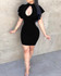 Cut Out Ruffled Sleeve Bodycon Dress