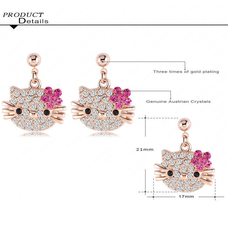 Cat Flower Stud Earring