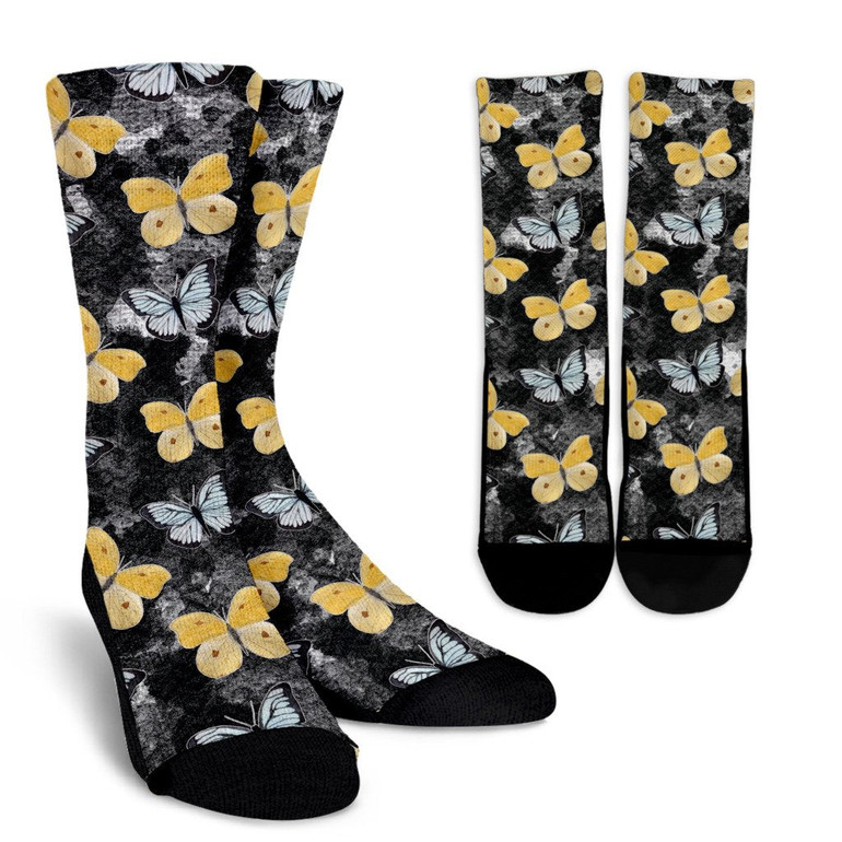Lovely Black & Yellow Butterfly Socks
