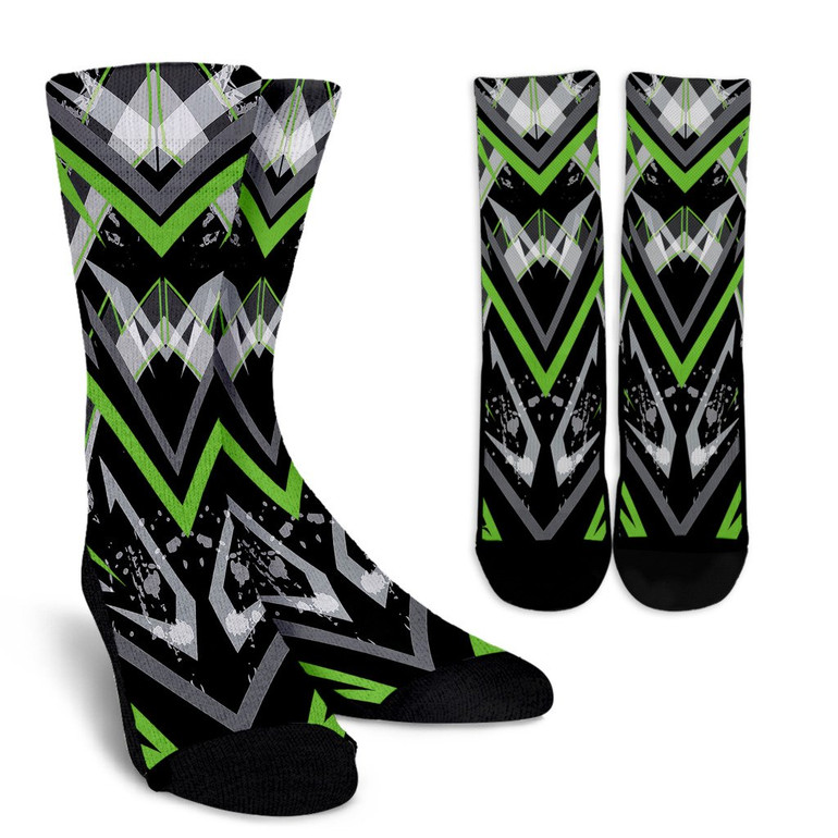 Racing Style Green & Grey Stripes Vibes Socks
