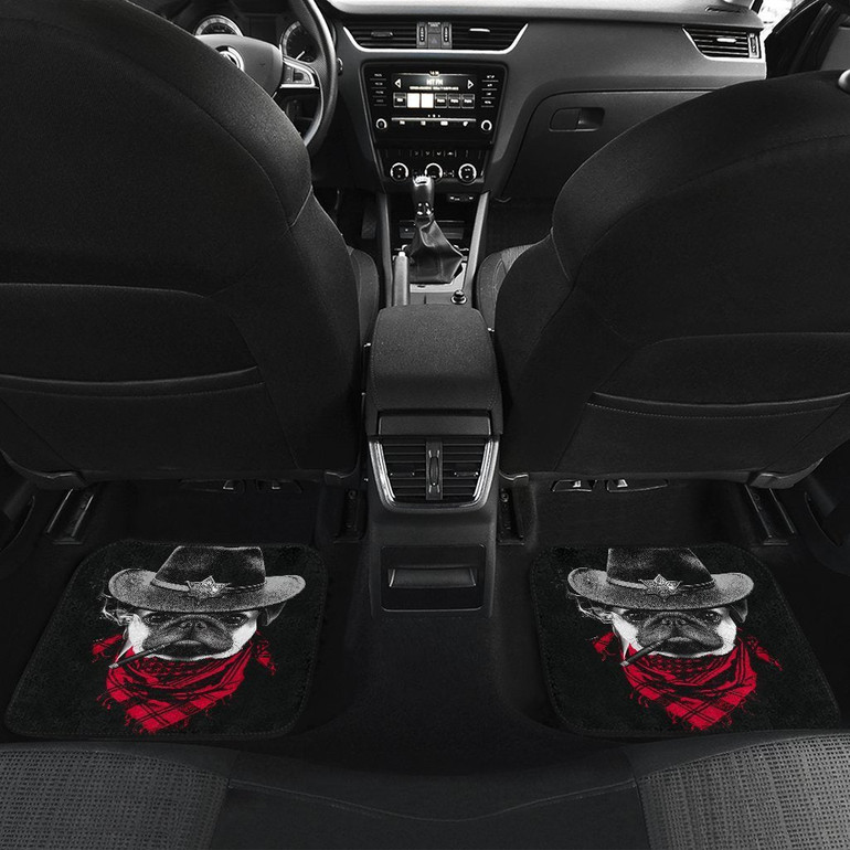 Pugdog Funny Cowboy in Black Car Floor Mats