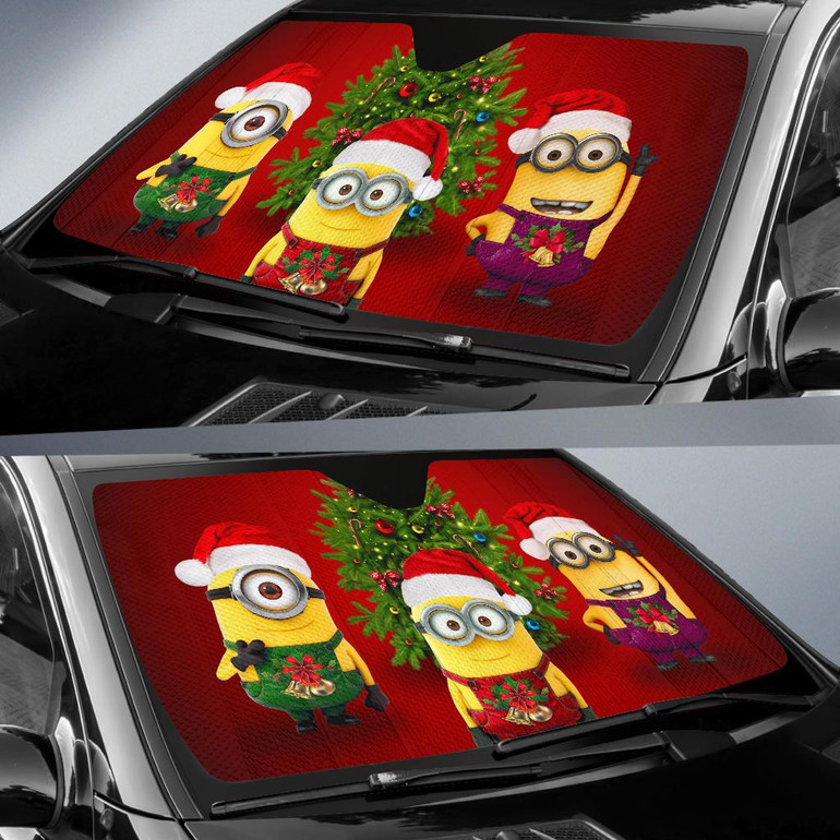 Minions Christmas Auto Car Sun Shade Windshield