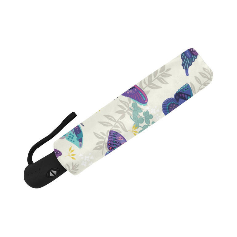 Abstract Butterfly Seamless Vintage Flower Pattern Auto Foldable Umbrella