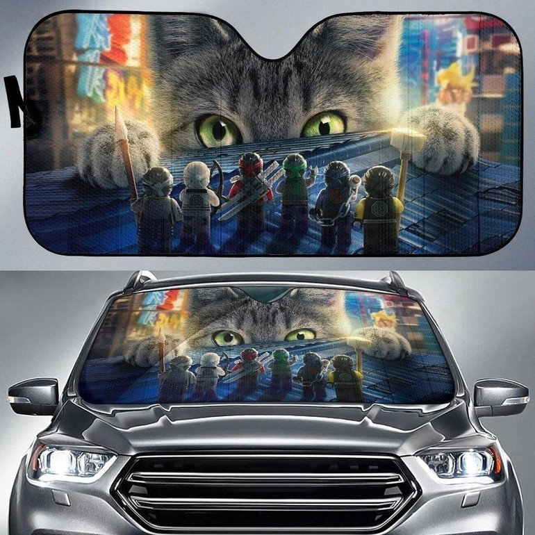 Lego and Cat Funny Auto Sun Shade