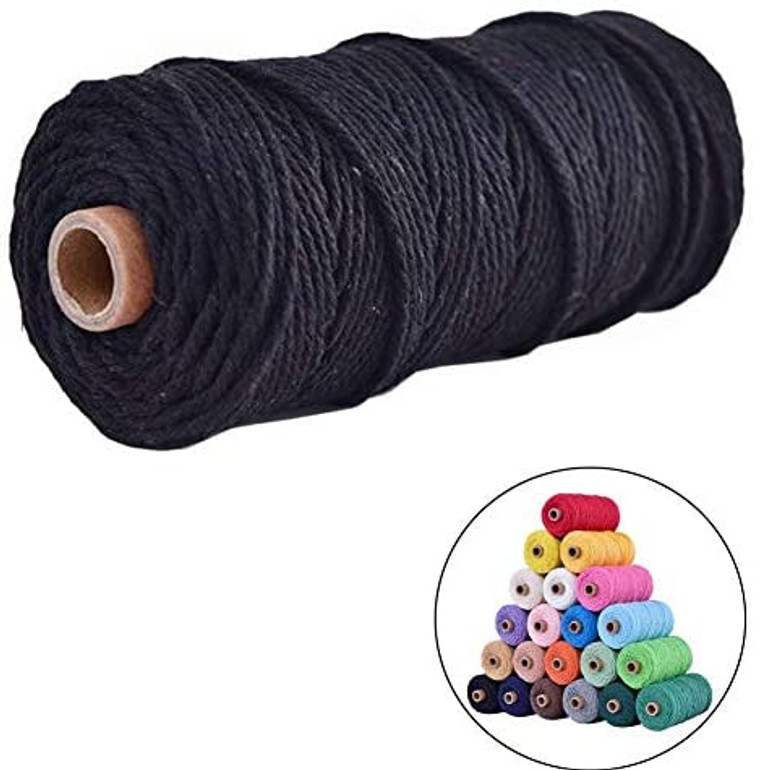 100% Natural Macrame Cotton Cord,3mm x109 Yard Twine String Cord Colored Cotton Rope Craft Cord for DIY Crafts Knitting Plant Hangers