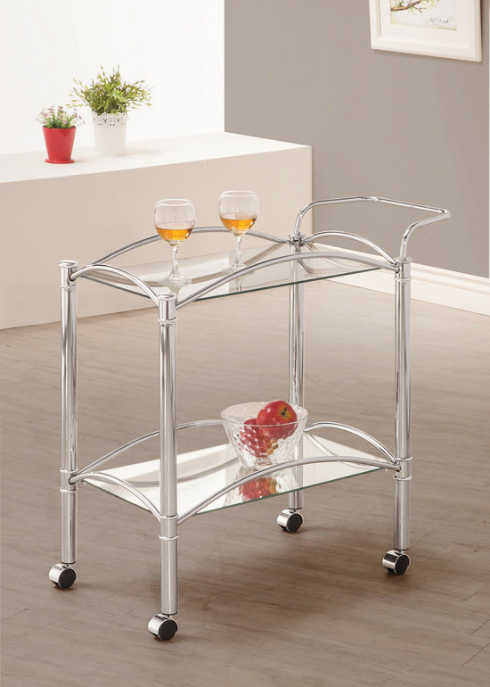 Lindsay Chrome Tempered Glass Serving Cart
