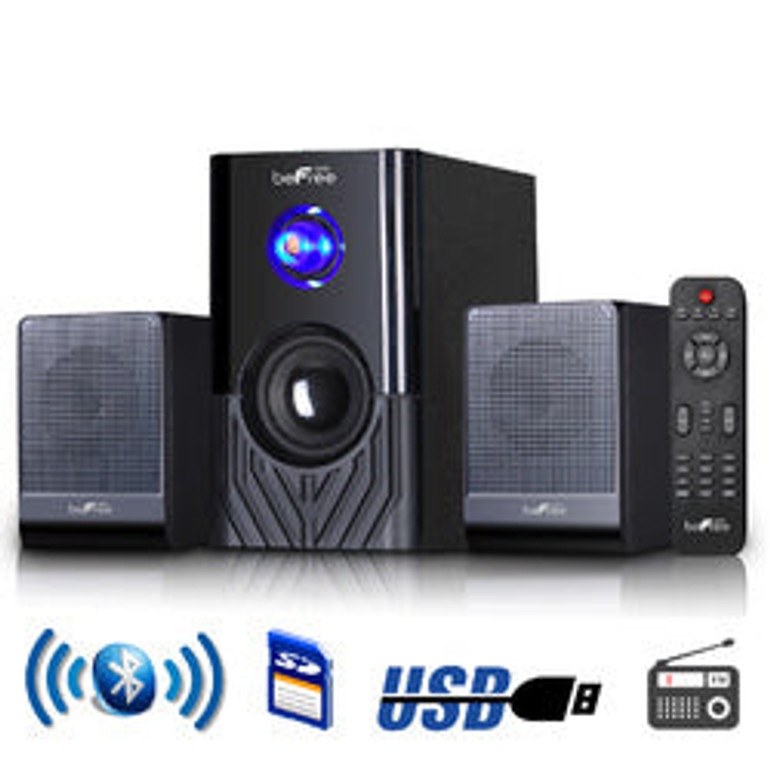 beFree Sound 2.1 Channel Surround Sound Bluetooth Speaker System -Black