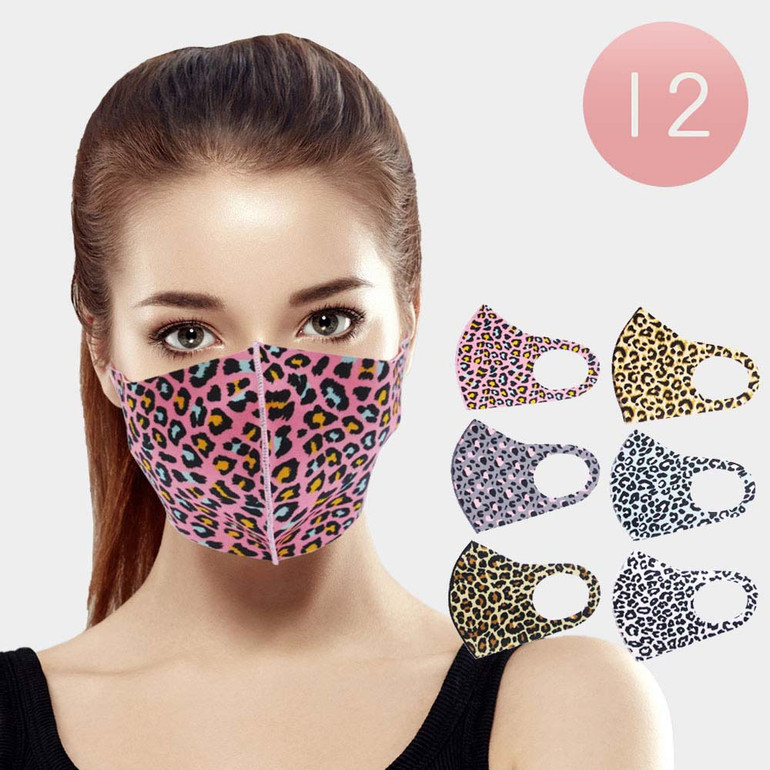 12pcs - Leopard Print Fashion Masks