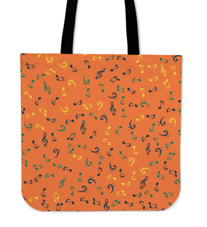 Organge Music Note Tote Bag