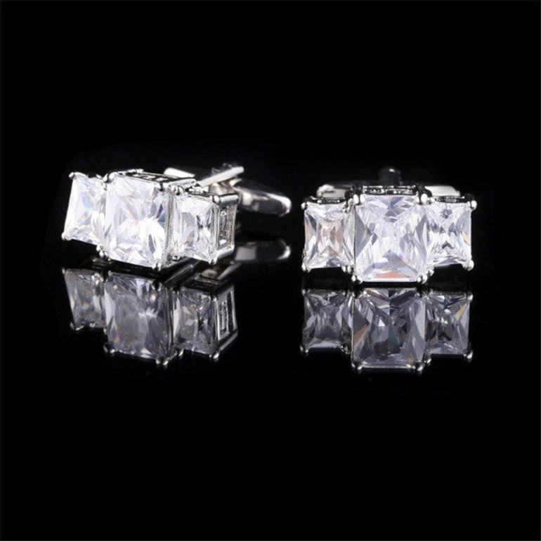 V.YA 2017 High Quality Crystal Business Fashion Cuff Links Brand Copper Metal for Shirts Glossy Exquisite Button Cufflinks