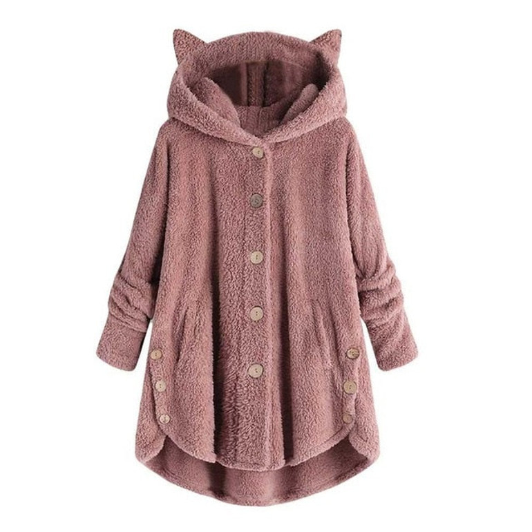 Fluffy Fleece Cat Ears Hoodie