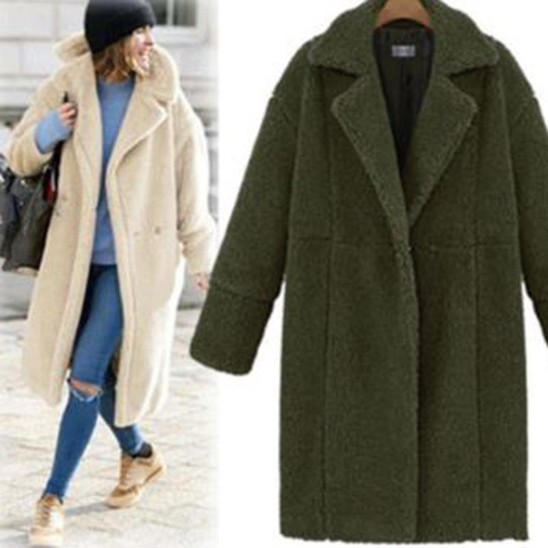 Solid Plain Lapel Casual Coat