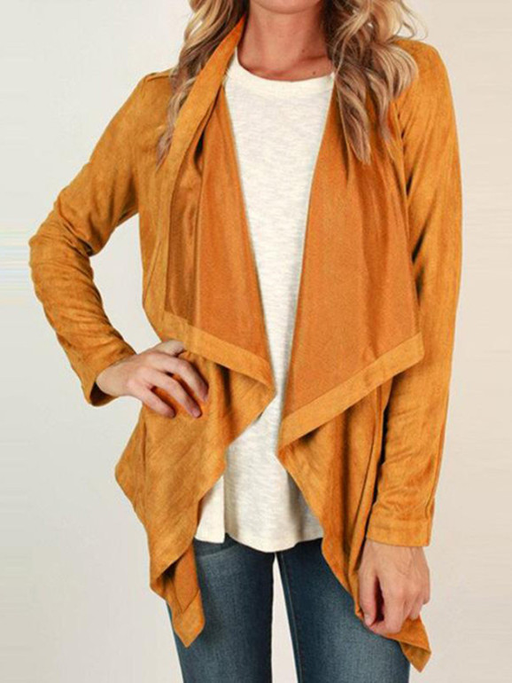 Asymmetric Hem Casual Plain Cardigans