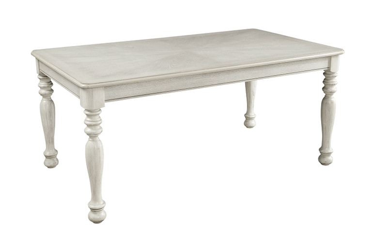 Rectangular Shaped Wooden Dining Table with Turned Legs, White