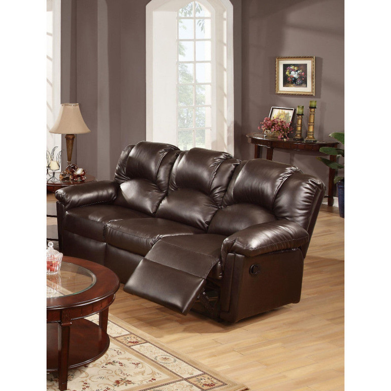 Metal & Bonded Leather Recliner Sofa, Espresso