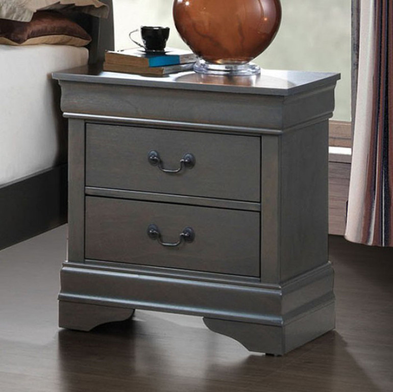 Louis Philippe III Contemporary Style Night Stand,Gray Louis Philippe III Contemporary Style Night Stand,Gray