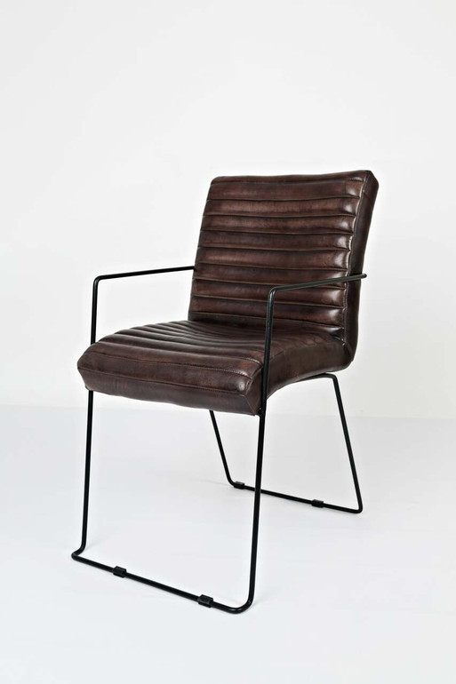 Leatherette Upholstered Dining Chair with Metal Legs, Set of Two, Cherry Brown and Black Leatherette Upholstered Dining Chair with Metal Legs, Set of Two, Cherry Brown and Black