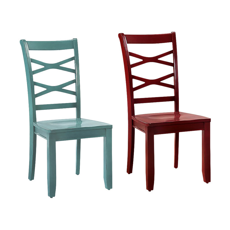 Giselle Transitional Side Chair Set Of 2, Red & Blue